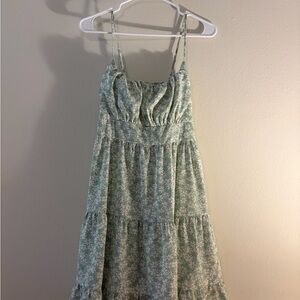 SHEIN Green Floral Mini Dress